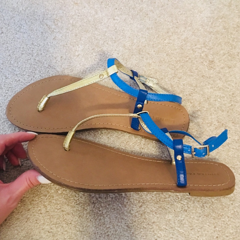 Blue/gold sandals